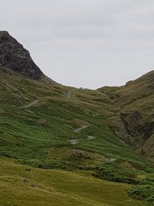 The road up to the Hardknott Pass, from the west