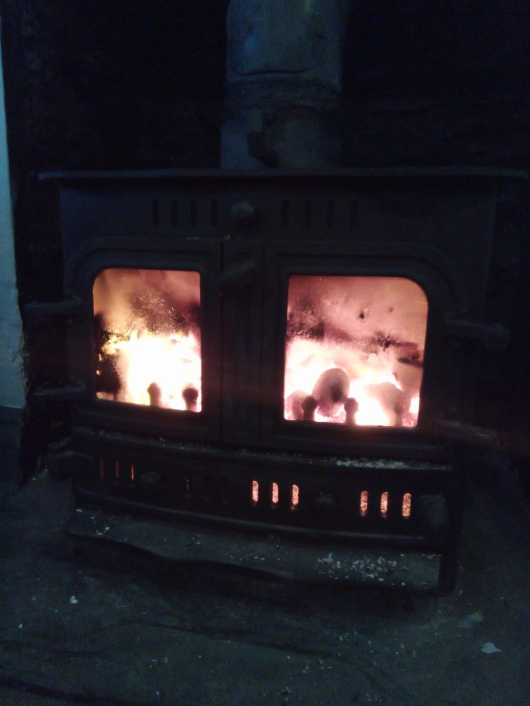 The new wood-burner alight